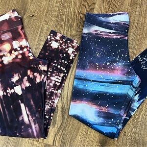 American Eagle Outfitters Womens Galaxy Print Leggings in Blue & Pink